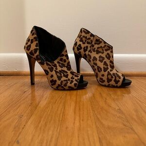 BCBGMaxAzria Leopard Print Open Toe Heels